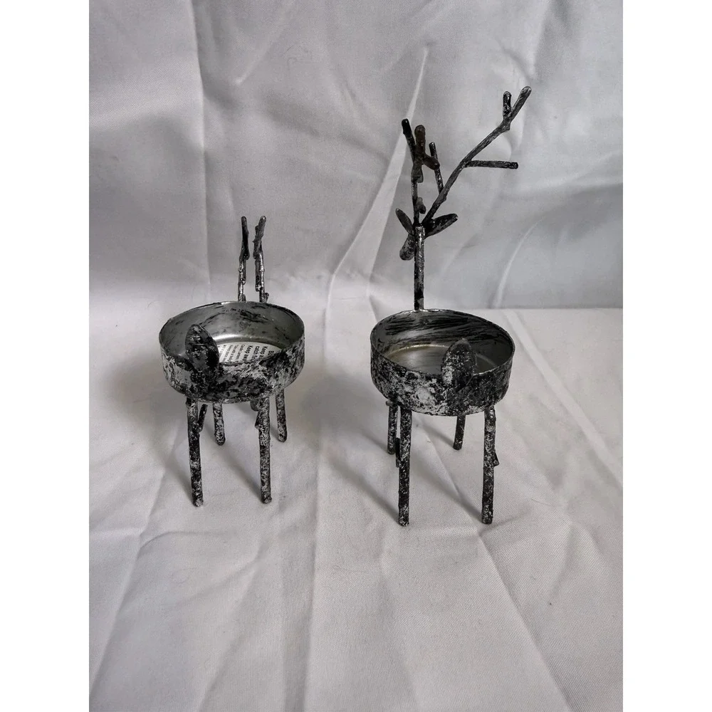 Sur La Table Standing Metal Reindeer Tea Light holders Set Of Two